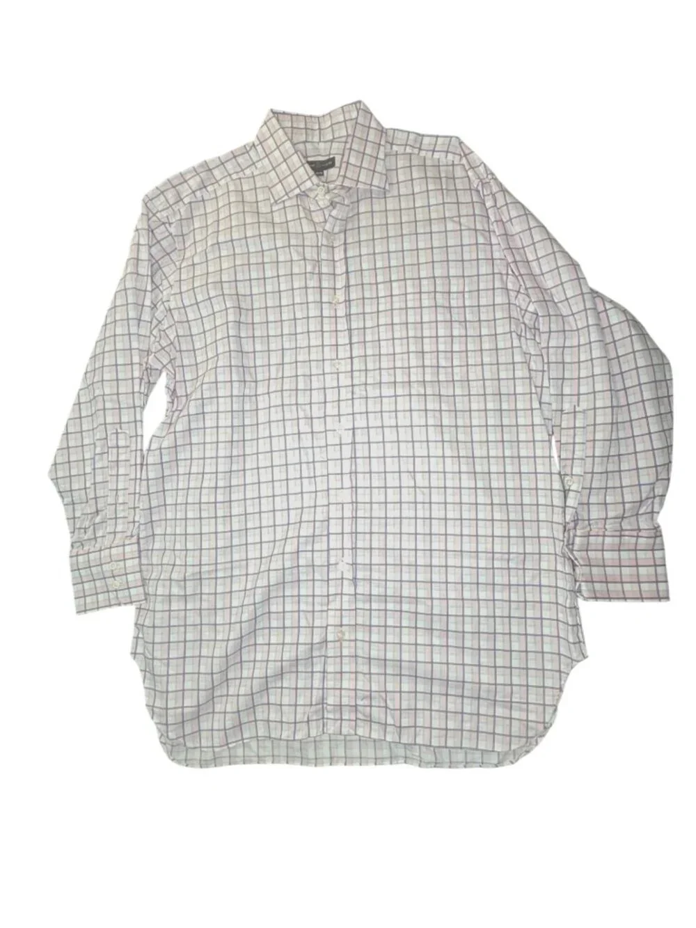 Robert Talbott Mens Button-Down Shirt 16.5 x 33 Plaid Pink & Blue Long Sleeve Co